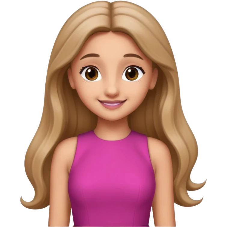 Ariana Grande with long dark blonde hair, dark pink dress emoji