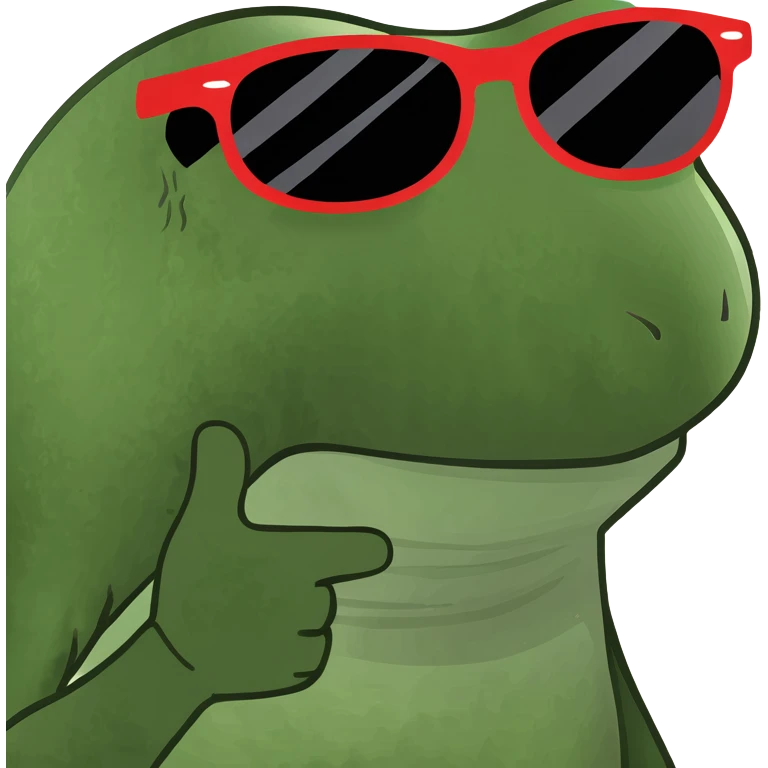 a bufo frog with sunglasses, looking cool emoji