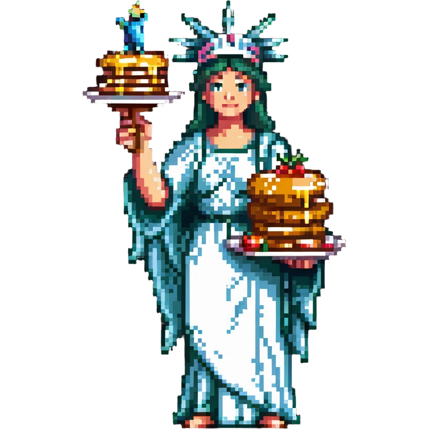 Statue of Liberty holding a stack of pancakes emoji