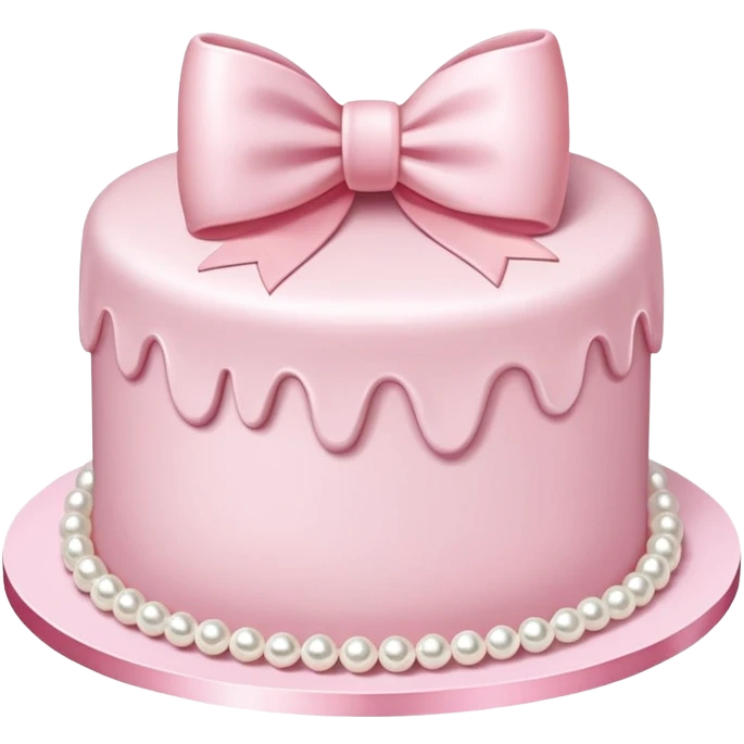 light pink cake decorated with pearls and a light pink bow on top emoji