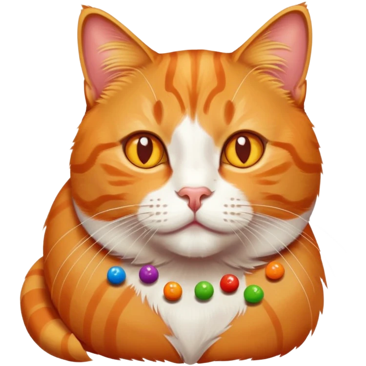 Skittles the cat with skittles all over him emoji