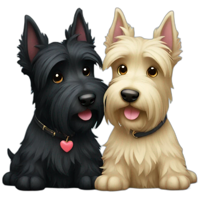 Two black Scottish terrier kissing emoji