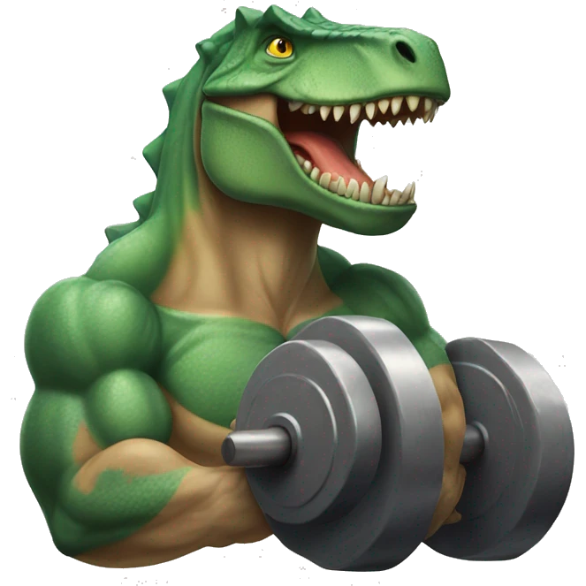strong dino at gym emoji