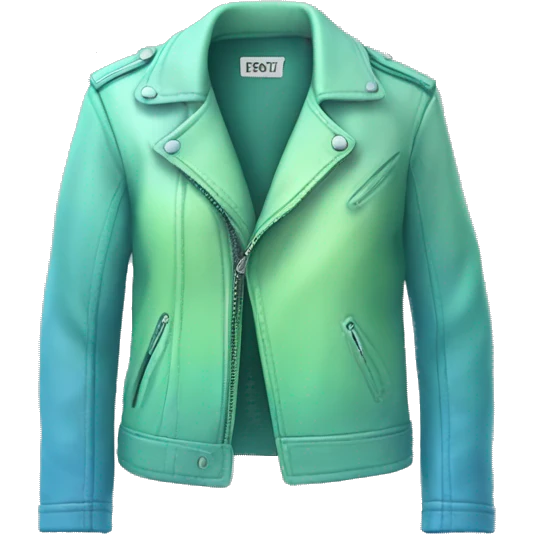 Realistic isolated open pastel green to pastel blue ombre leather jacket. emoji