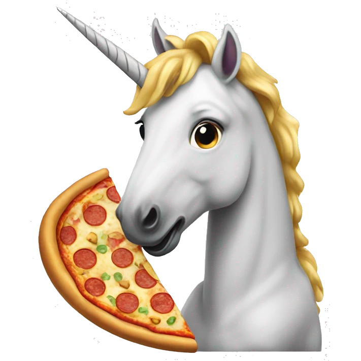 Unicorn eating pizza emoji