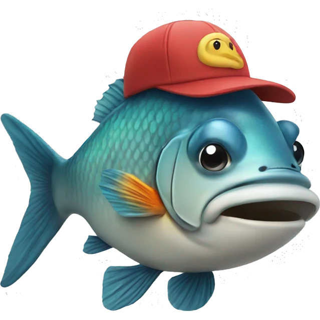 A fish wearing a cap emoji