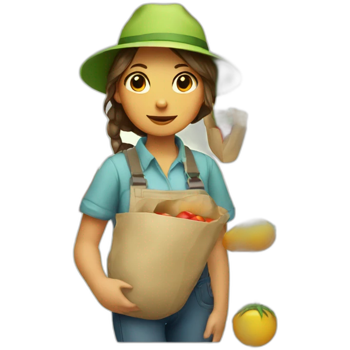girl gardener in a hat with a burrito emoji