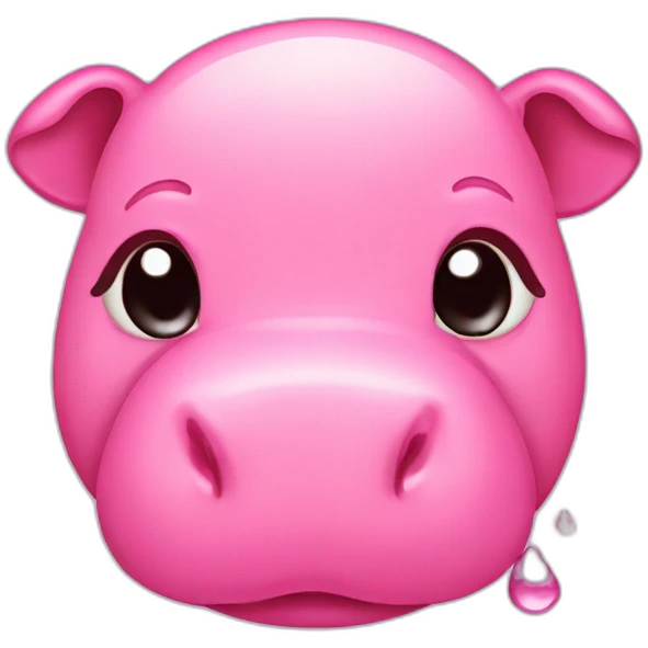 crying pink hippos with tear drops from eyes emoji