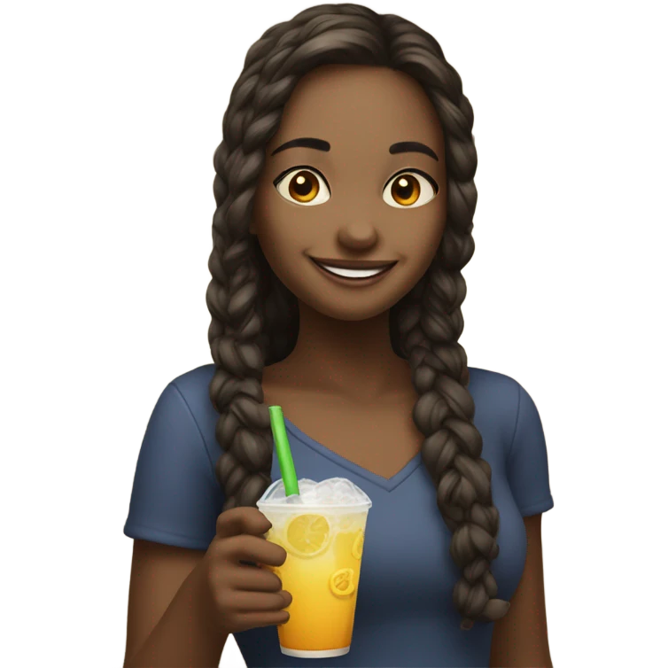 smiling girl with drink emoji