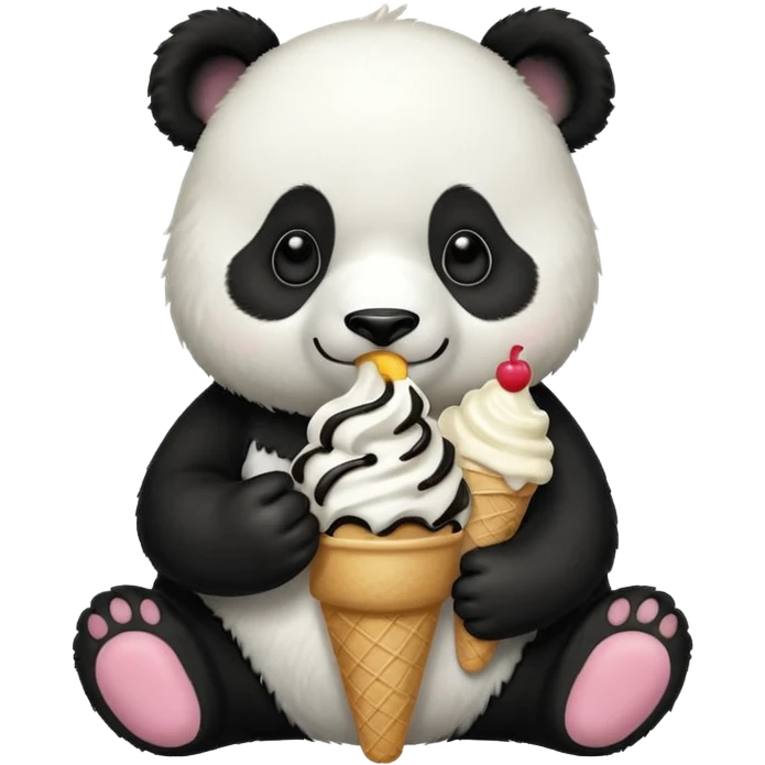 Panda eating ice cream emoji