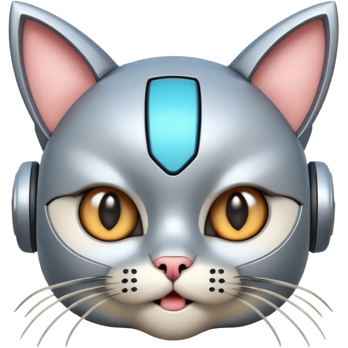 robot looking surprised with cat ears and looks funny emoji