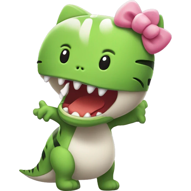 Hello kitty has a dinosaur  emoji