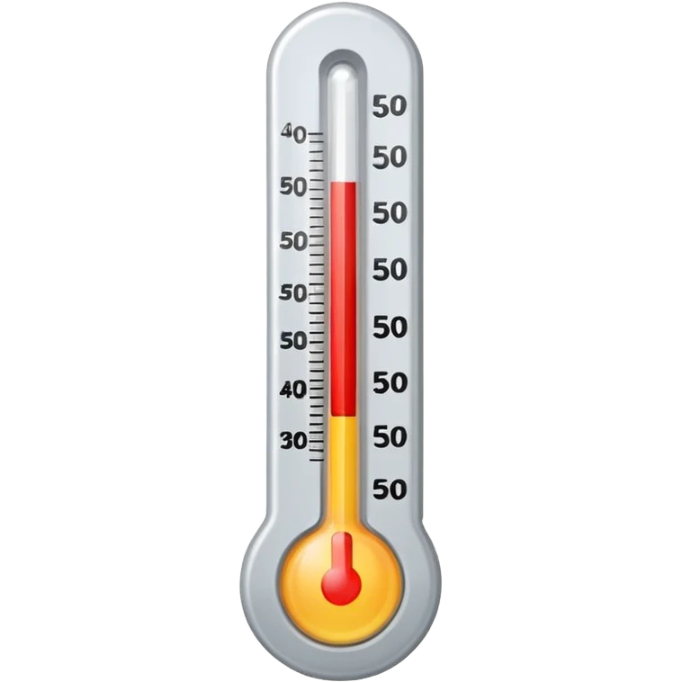 at a 45-degree angle backward and slightly to the right, the thermometer should be gray, like a mercury thermometer, and show 50+>C emoji