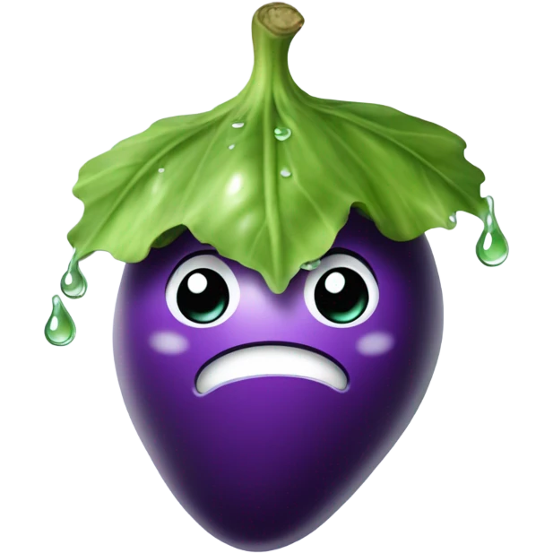 Mischievous Eggplant with water dripping from the bottom emoji