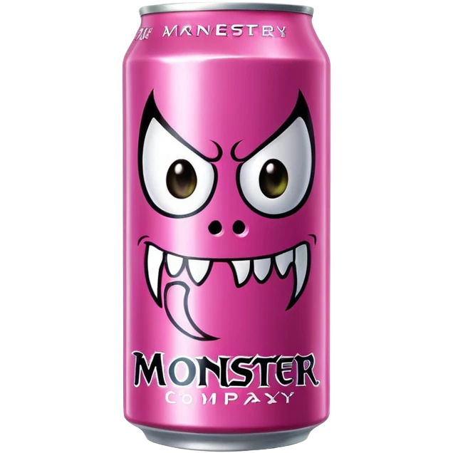 Pink monster energy drink with the logo of original monster company energy drink do not add the face in it just normal monster can  emoji