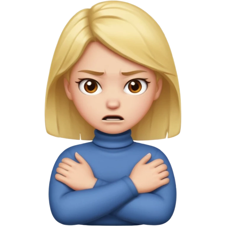 girl crossing arms holding neck angry emoji