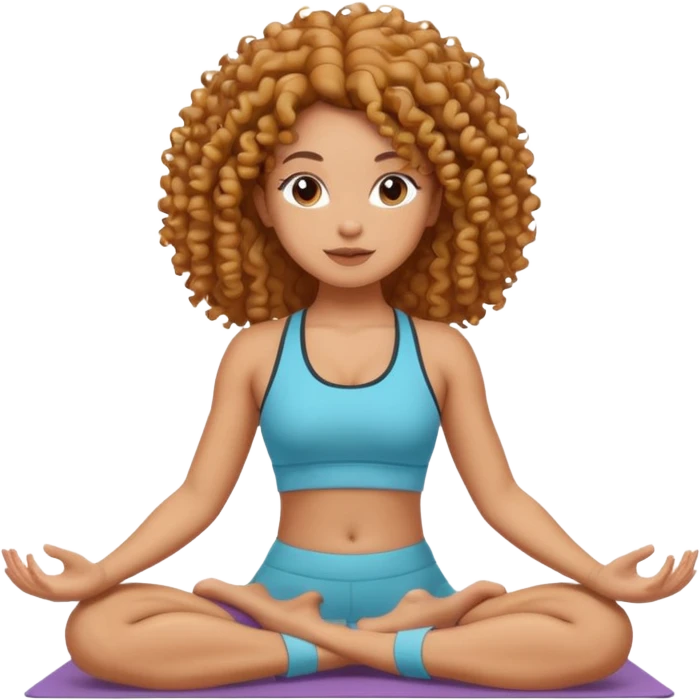 A curly girl doing yoga emoji
