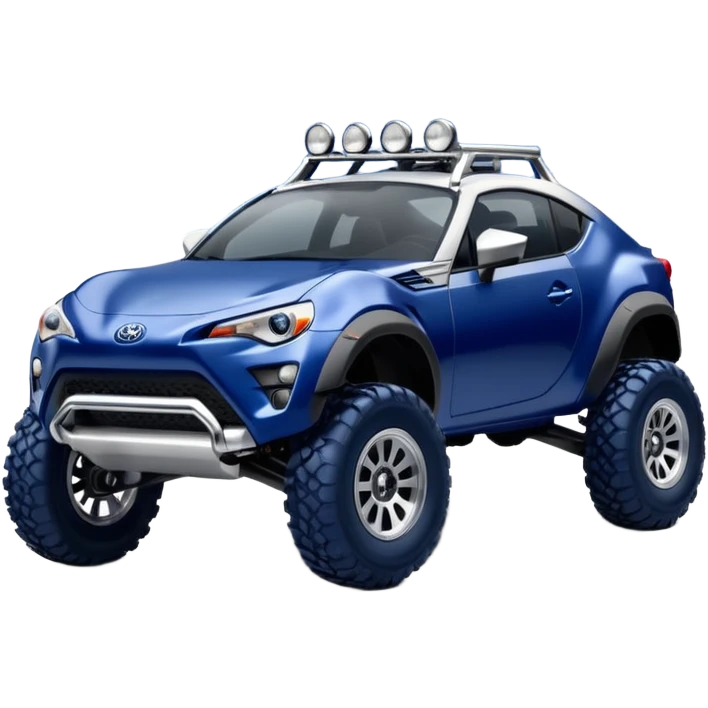 Tall roof Long wheelbase widened pearly midnight snow dark blue 2nd generation 2025 Toyota 86 off-road racer chrome nerf bars and silver satin wheels  emoji