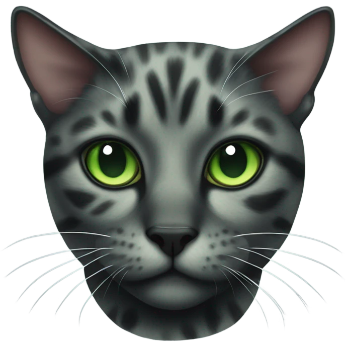 Black mottled cat with green eyes emoji