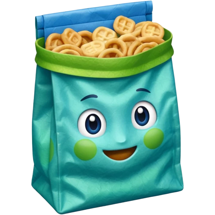 small blue/green snack bag emoji