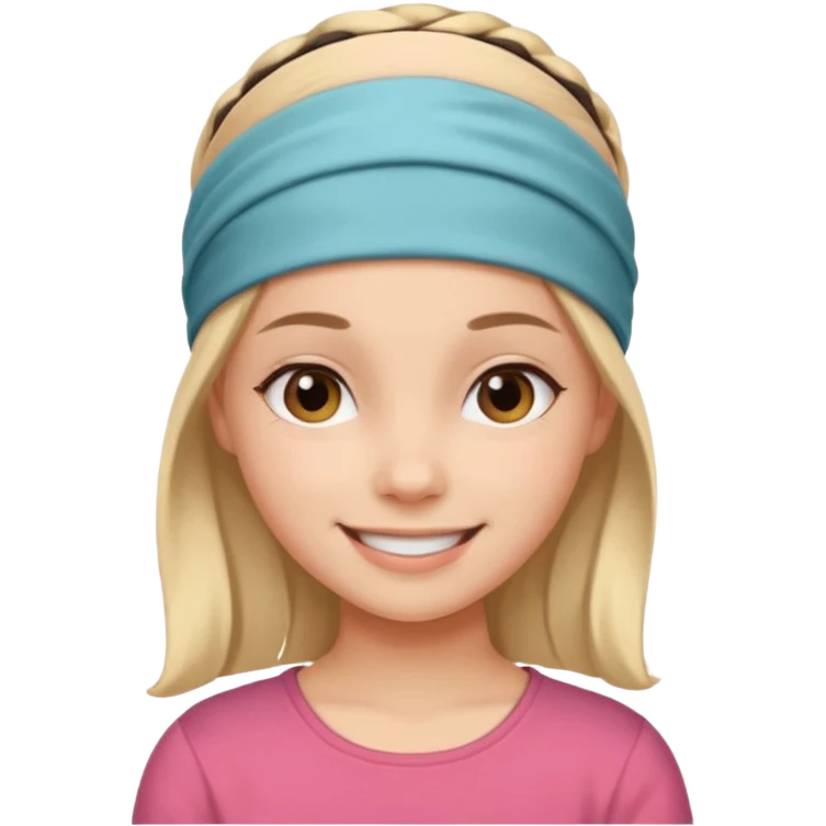 Girl wearing cloth headband and smile emoji