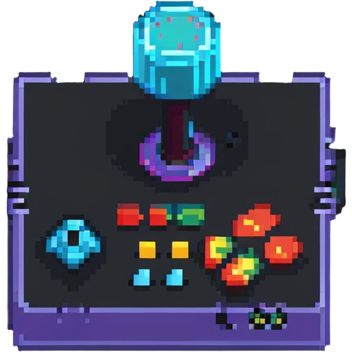 A retro pixel art arcade joystick controller emoji