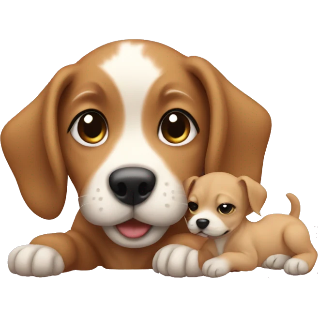 Puppy with baby emoji