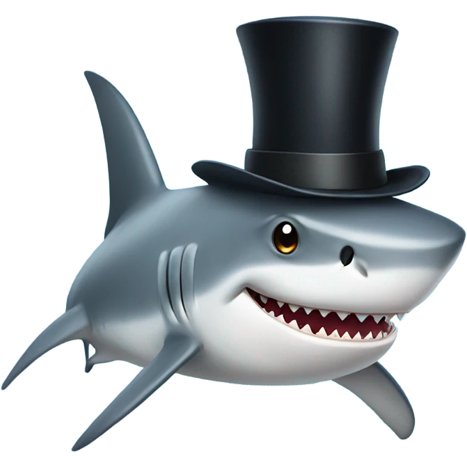 Shark with a top hat emoji