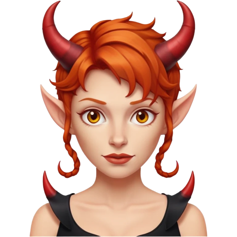 Ginger haired woman with devil emoji