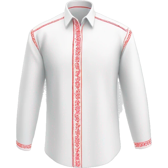 Shirt 👚 vyshyvanka, white with red embodiary emoji