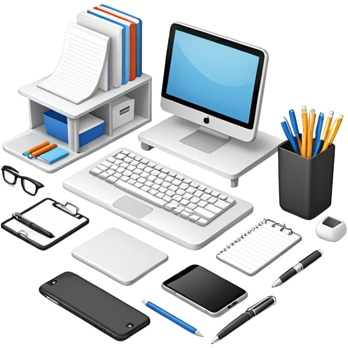 generate realistic detailed office in 3d style emoji