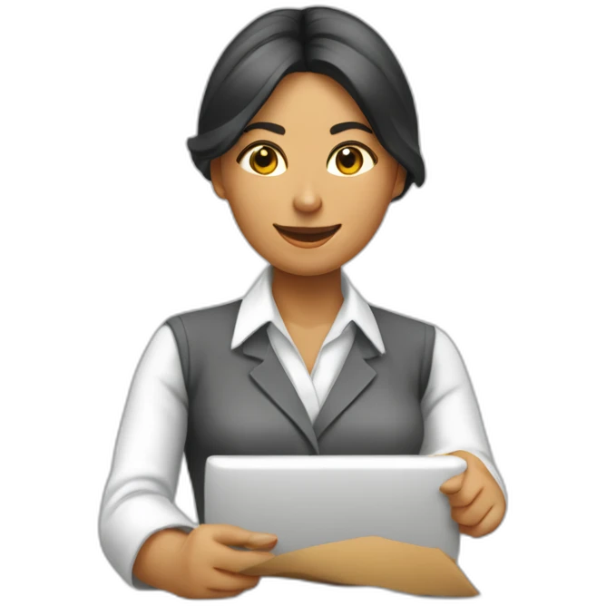 Mujer trabajando en una oficina bancaria emoji