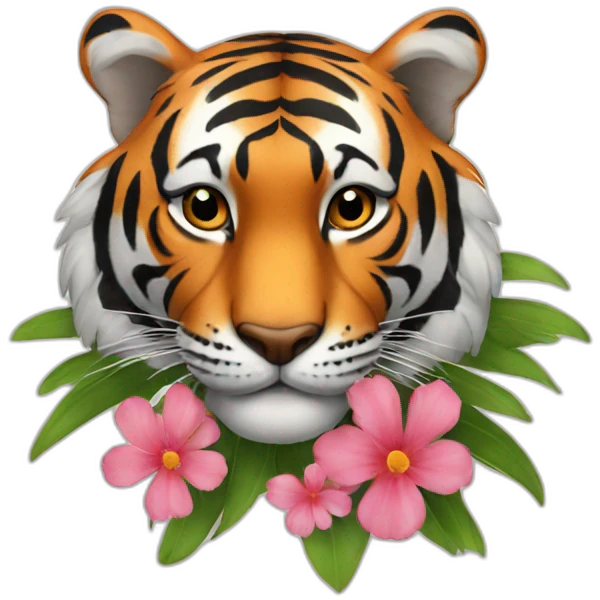 Tiger with flower emoji
