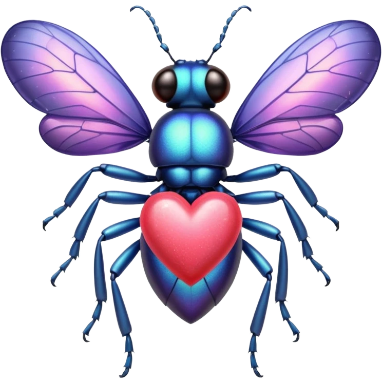 Bug holding a love heart emoji