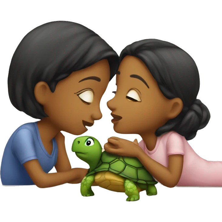 girl kisses turtle emoji