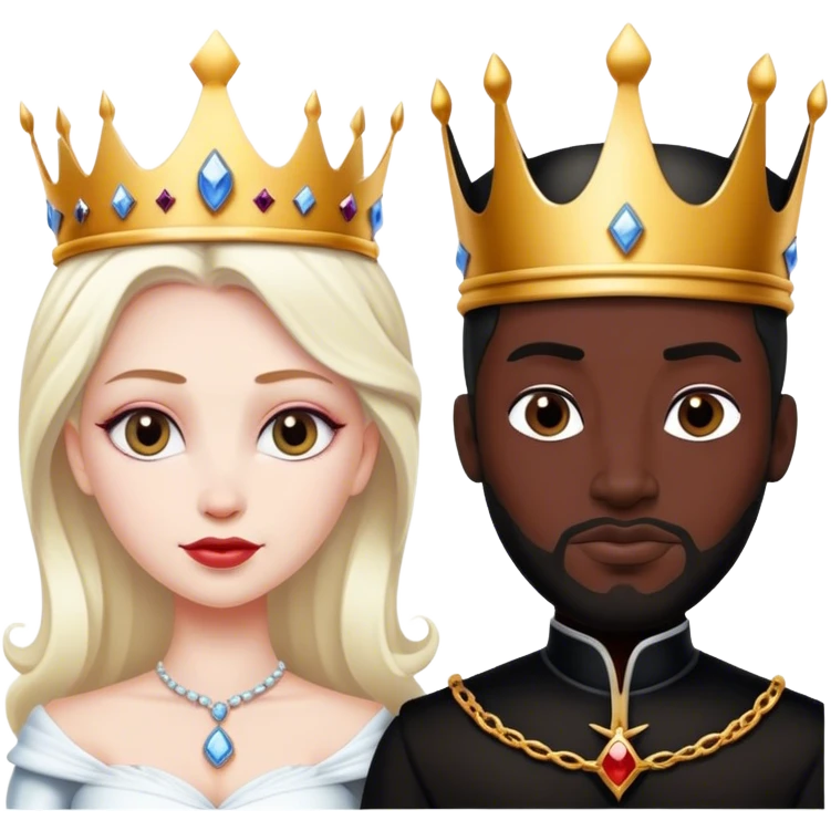 White queen and black king emoji