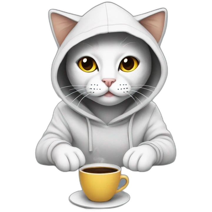 cat with hoodie coffee and laptop emoji