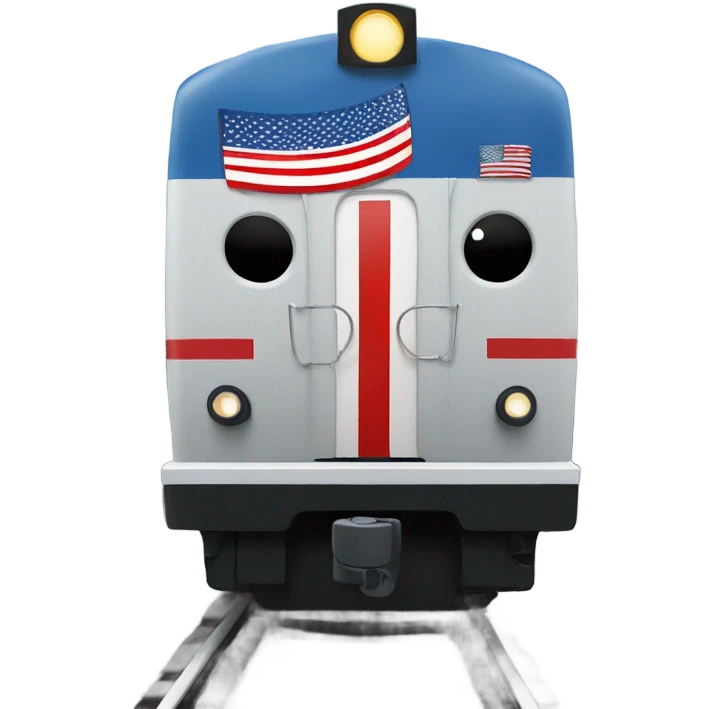 Thomas in a train body wearing a suit with an American flag pin on it emoji