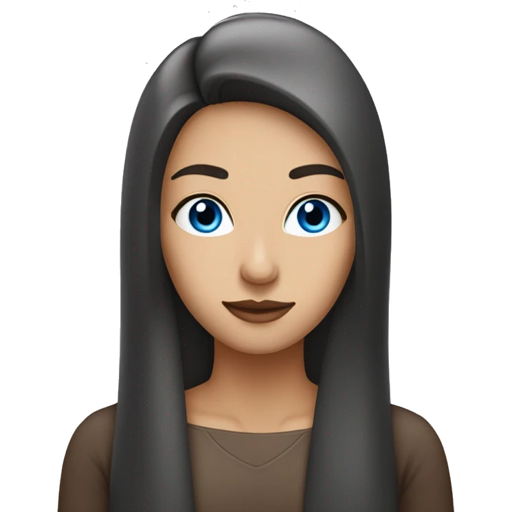 lady with blue eyes and dark brown long straight hair and a mole under her nose on the left emoji