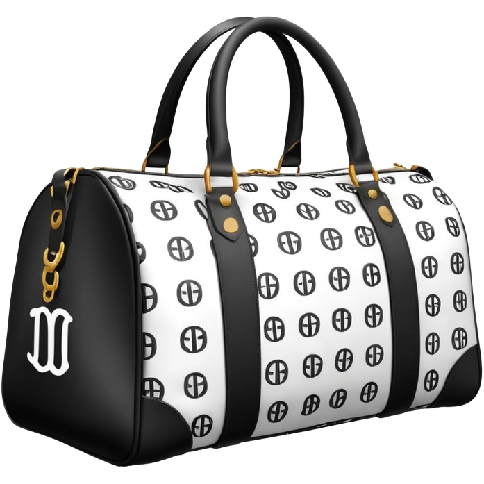 black and white duffle lv bag emoji