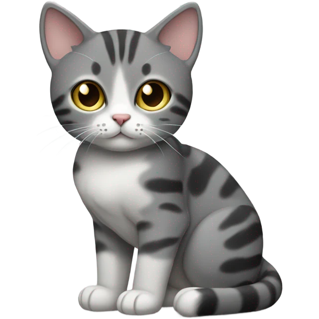 Grey black tabby with white chest and leg emoji