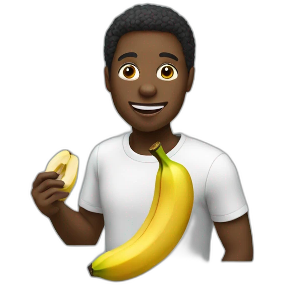 black person eating a banana emoji
