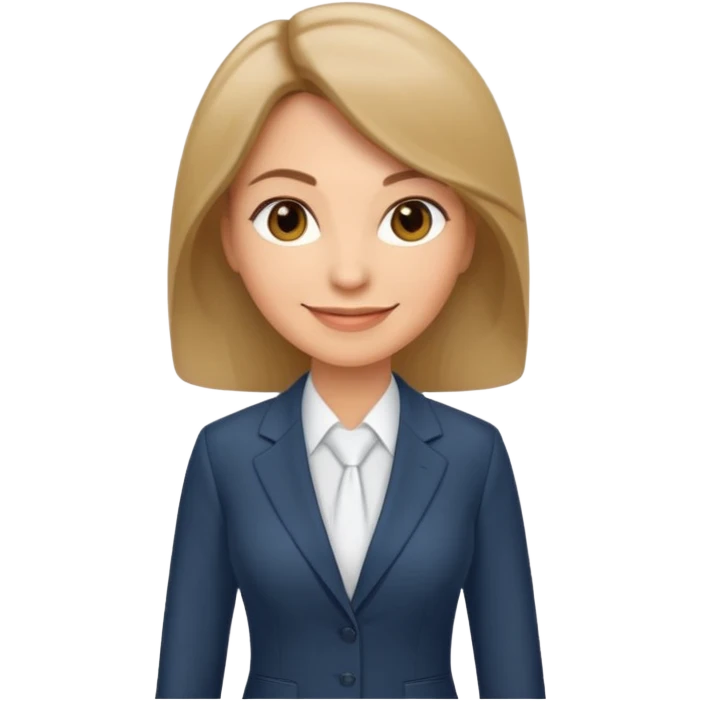 business woman with characters in her forties in full suit dark blond hair standing emoji