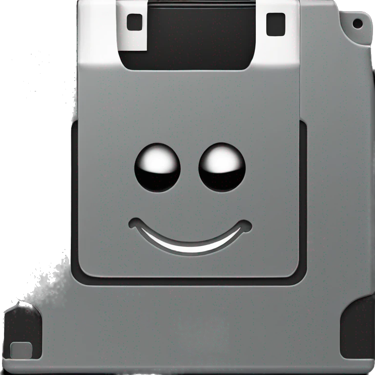 floppy disk with a smile in black color emoji