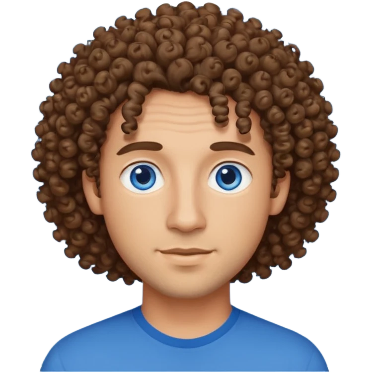un professeur d'arts plastiques homme métisse aux cheveux bouclés et les yeux bleus emoji