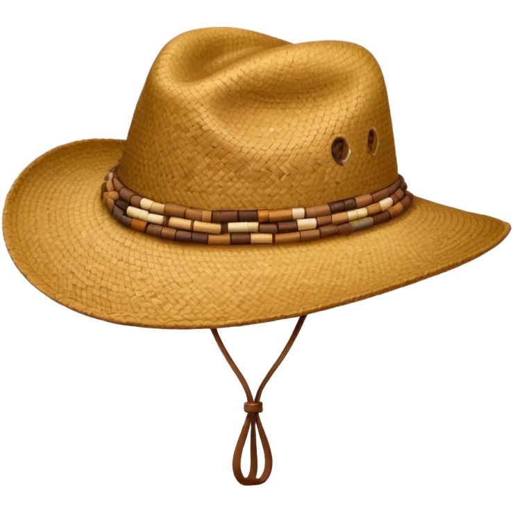 Austrailian bush hat with cork hanging down emoji