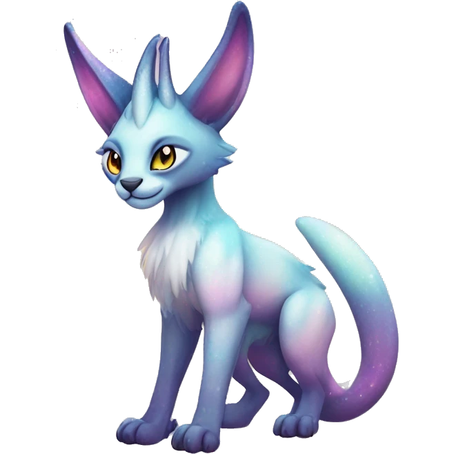 Cute Kawaii Epic Ethereal Horned Sparkly Colorful Sergal-Caracal-Vernid full body emoji