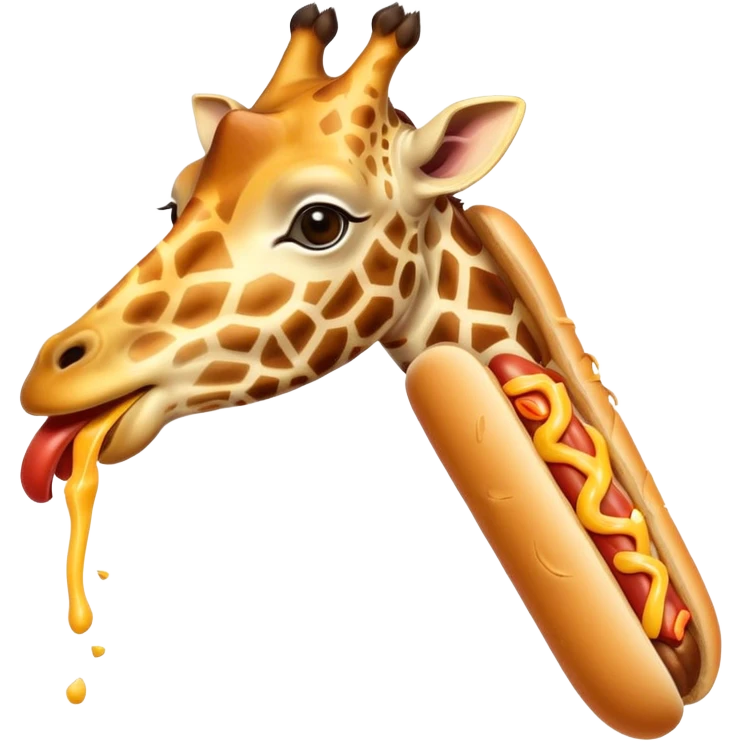 Giraffe eats hotdog emoji