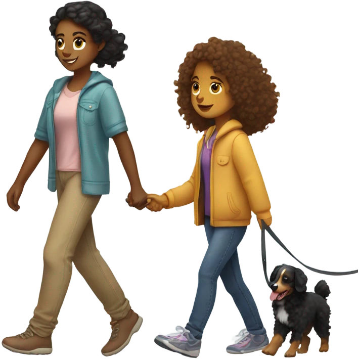 girl walking a poodle and an australian shepard  emoji