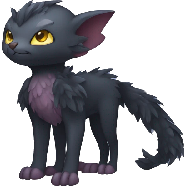 Cute cool fantasy dark-themed animal hybrid Fakemon full body emoji